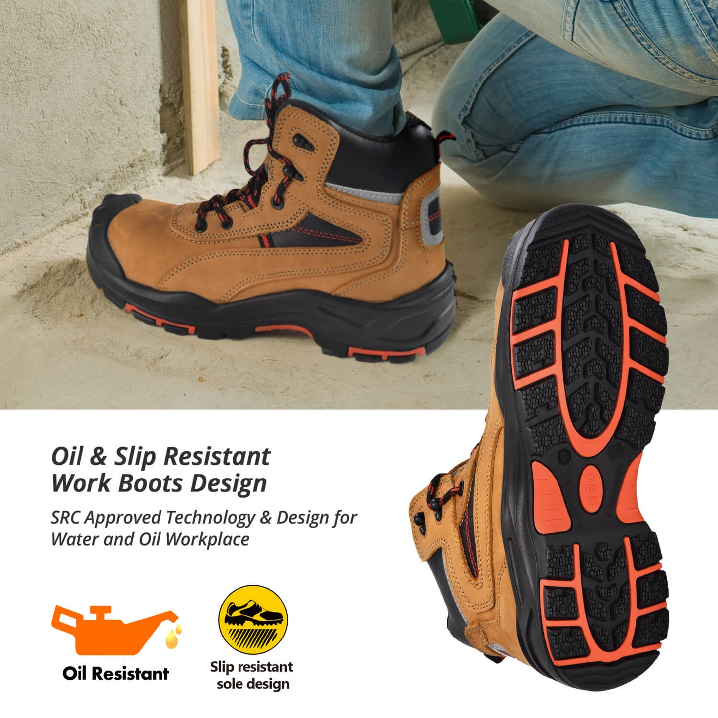 Safetoe Composite Toe Work Boots With Overcap