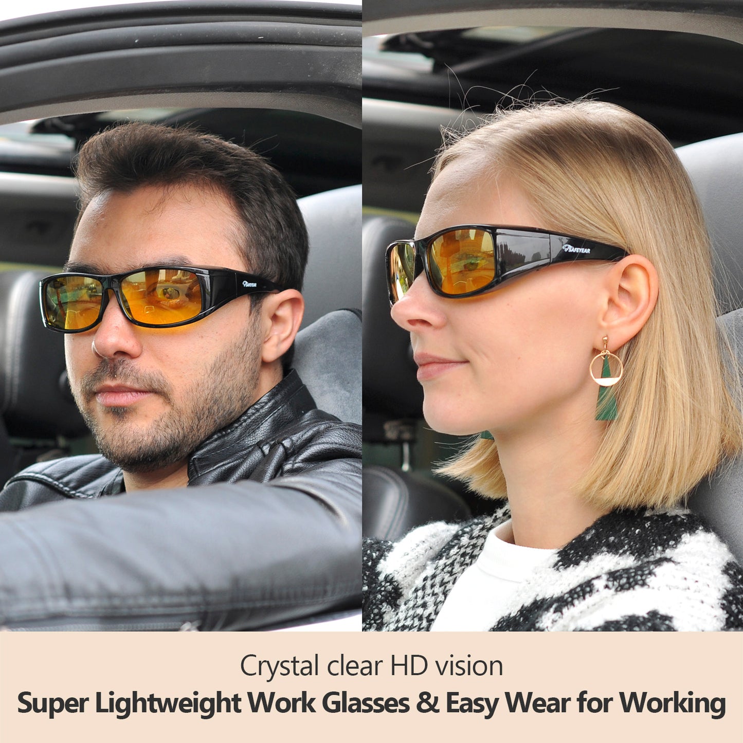 SAFEYEAR Night Vision Glasses for Driving, SG011BK-FM Anti Glare HD DH –  Safetoe PPE